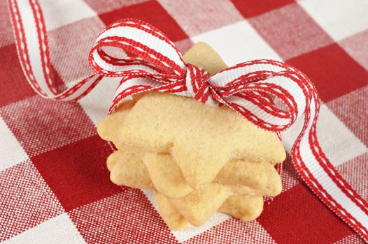 Star shaped cookies with red ribbon