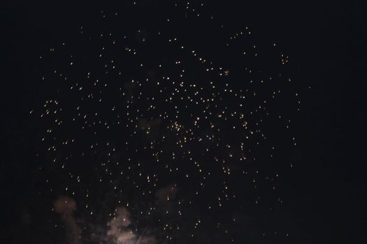 Celebration firework shinig in the black sky