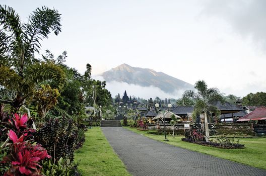 besakih temple by mount agung in bali indonesia
