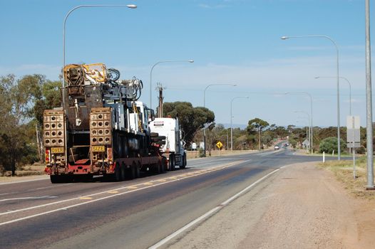 Over size road train in Australian outback