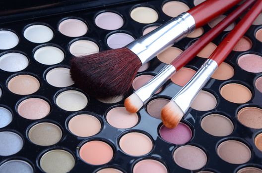 Makeup brushes and make-up eye shadows