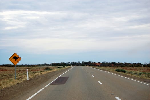 Kangaroo road sign in Australian outback