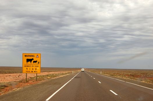 Road sign on highway, somewhere in outback, South Australia