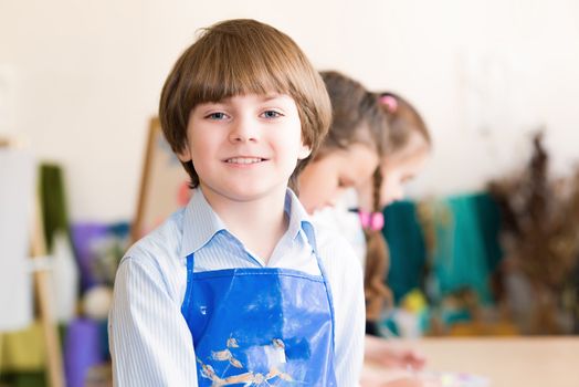 Portrait of a boy, the children learn in art school