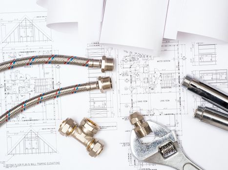 plumbing and drawings are on the desktop, workspace engineer