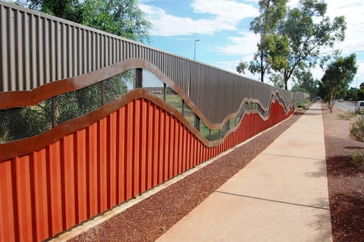 Fence and walking path, Alice Springs, Northern Territory, Australia