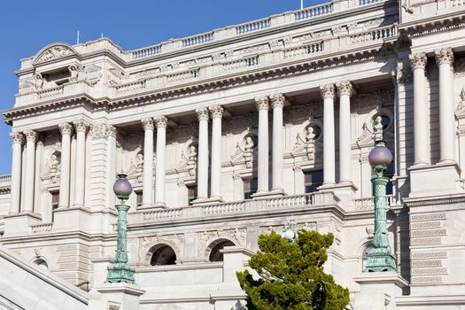 Carved front of Library of Congress Washington DC