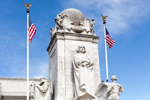 Columbus statue carved by Lorado Taft in 1911 in front of Union Station Washington DC. He died in 1936