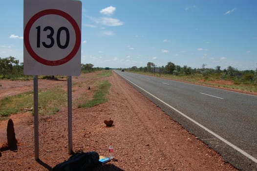 Speed limit at Barkly Highway, Northern Territory, Australia