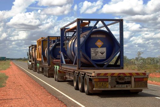 Road train at Barkly Highway, Northern Territory, Australia