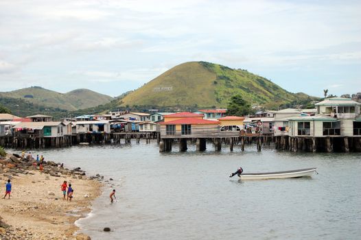 Village on the water, Port Moresby, Papua New Guinea