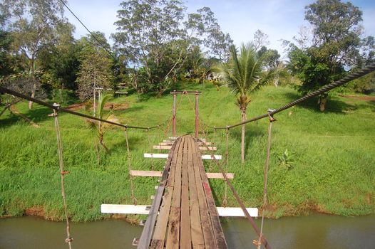 Suspention bridge in Sogeri village, Papua New Guinea