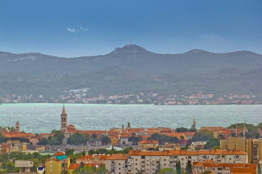 Zadar & Island of Ugljan panoramic view at tramontane wind