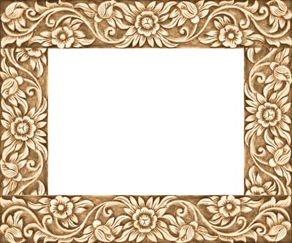 Pattern of flower carved frame on white background