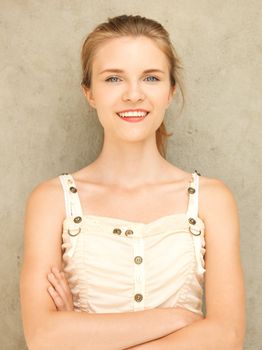 picture of happy and smiling teenage girl outdoors