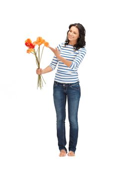 bright picture of beautiful woman with flowers