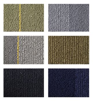 Samples of collection carpet on a white background 