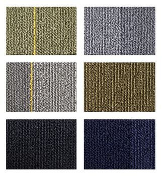 Samples of collection carpet on a white background 