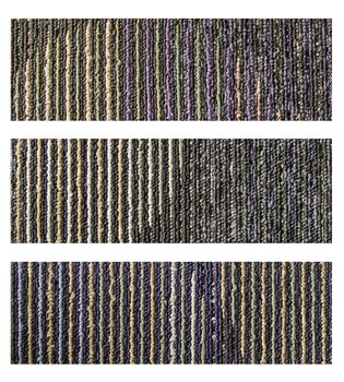 Samples of collection carpet on a white background 