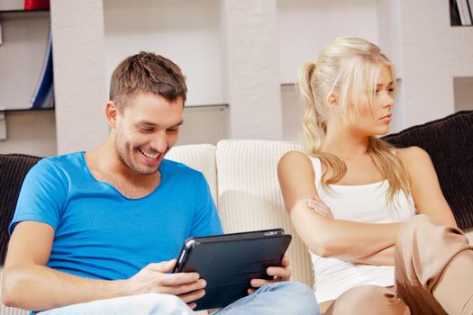 bright picture of couple with tablet PC