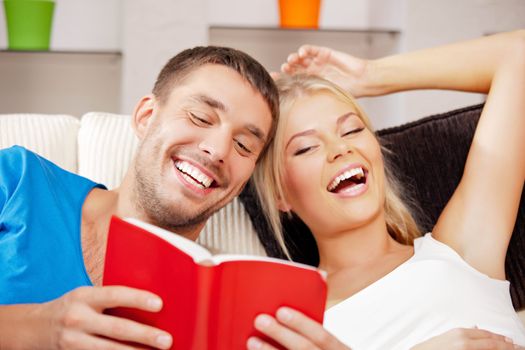 bright picture of happy couple with book