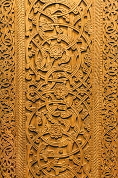 Wood ornament pattern. Handmade wood carvings
