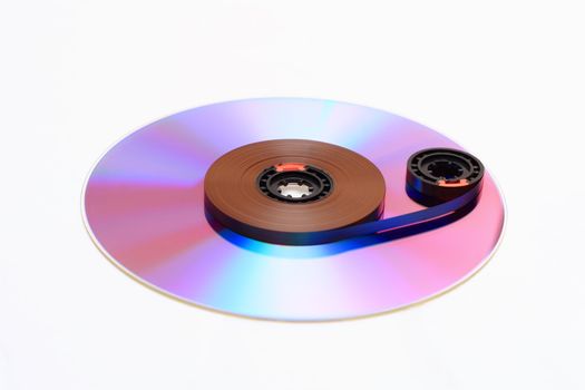 Cd and film on white background