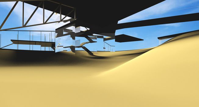 Futuristic Architecture on desert location