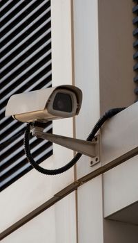 Close up of a security camera outside