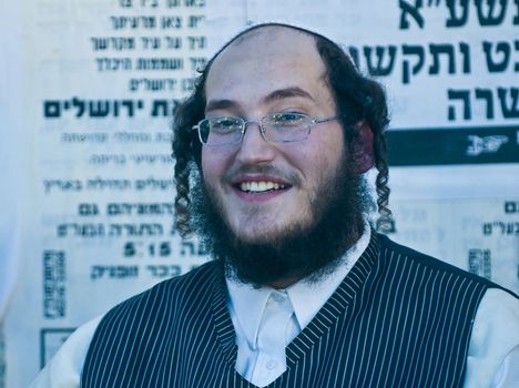 JERUSALEM - OCTOBER 10 2011 : Jewish ultra orthodox man in the " Mea Shearim" neighborhood in Jerusalem Israel.