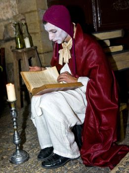 JERUSALEM - NOV 03 : An Israeli actor  proform in the annual medieval style knight festival held in the old city of Jerusalem on November 03 2011