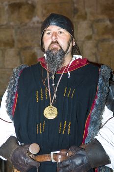 JERUSALEM - NOV 03 : An Italian actor  proform in the annual medieval style knight festival held in the old city of Jerusalem on November 03 2011