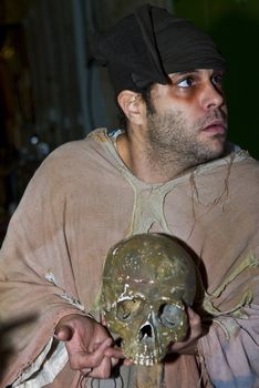 JERUSALEM - NOV 03 : An Israeli actor  proform in the annual medieval style knight festival held in the old city of Jerusalem on November 03 2011