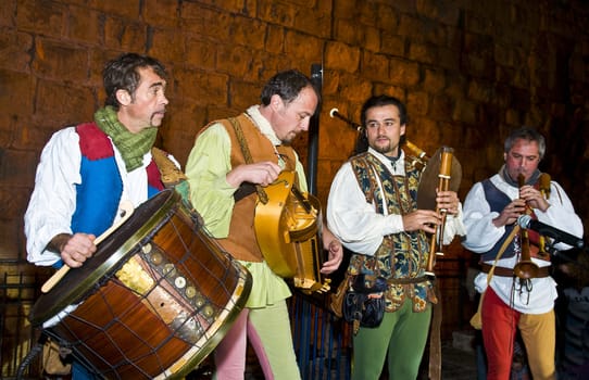 JERUSALEM - NOV 03 : The "Venetian musical ensemble"  proform in the annual medieval style knight festival held in the old city of Jerusalem on November 03 2011