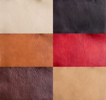 collection of colorful leather textures background