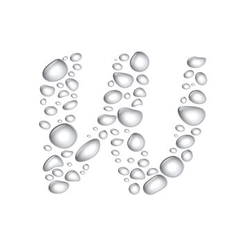 Water drop alphabet, letter Ww