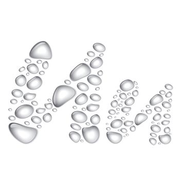 Water drop alphabet, letter Uu