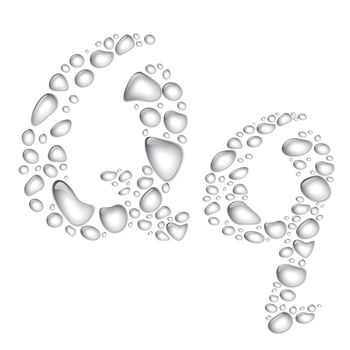 Water drop alphabet, letter Qq