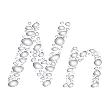 Water drop alphabet, letter Nn