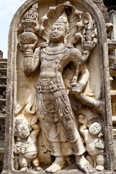 ancient guardstone at vatadage in polonnaruwa, sri lanka