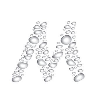 Water drop alphabet, letter M