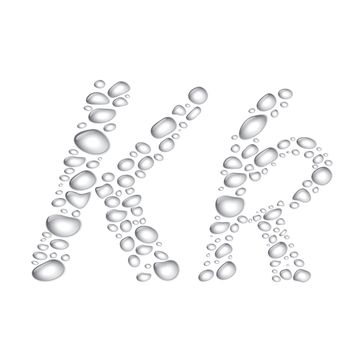 Water drop alphabet, letter Kk