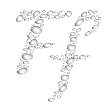 Water drop alphabet, letter Ff