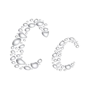 Water drop alphabet, letter Cc