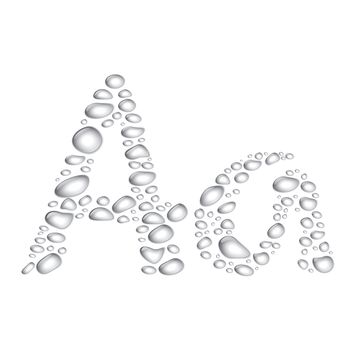 Water drop alphabet, letter Aa
