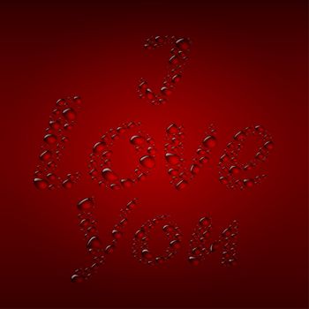 I Love You water drop red background
