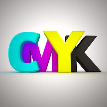 Capital letters CMYK on the white background