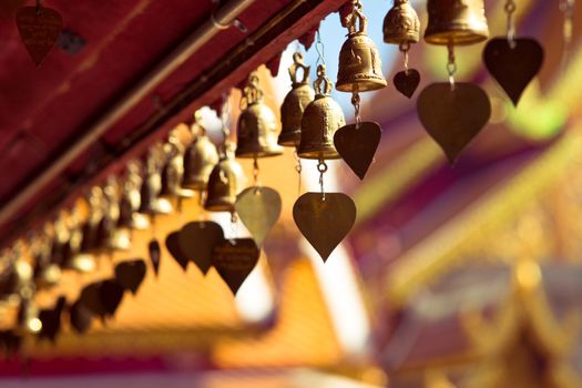 Golden bells in buddhist temple Wat Doi Suthep, Chiang Mai, Thailand