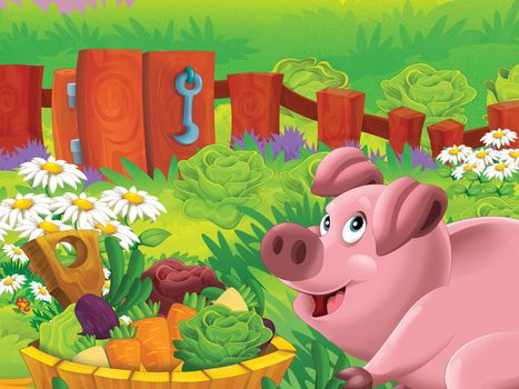 Beautiful cartoon illustation with many elements - educational