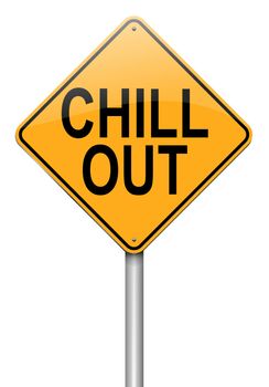 Illustration depicting a roadsign with a 'chill out' concept. White background.